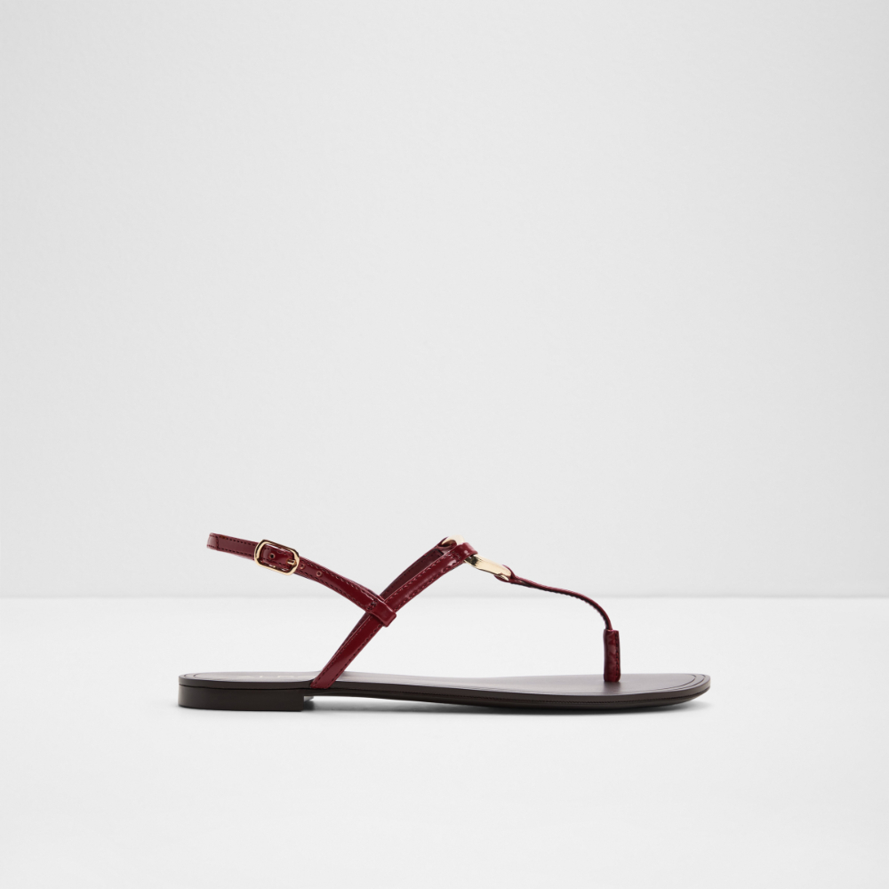 Main View Of Red Alannah Flat Sandals For Women
