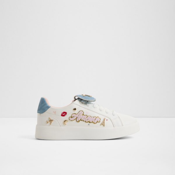 Main View Of White Frenchie Cupsoles For Women