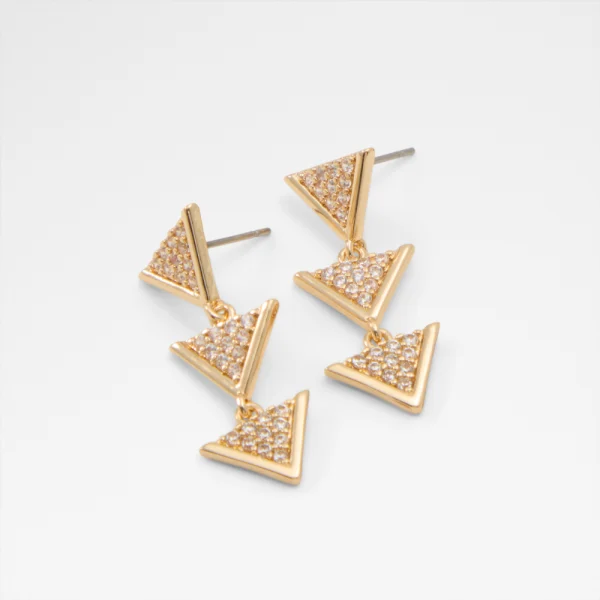 Pierced Earring, Gold/clear multi
