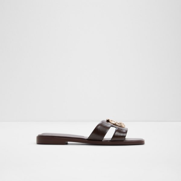 Main View Of Brown Khali Flat Sandals For Women