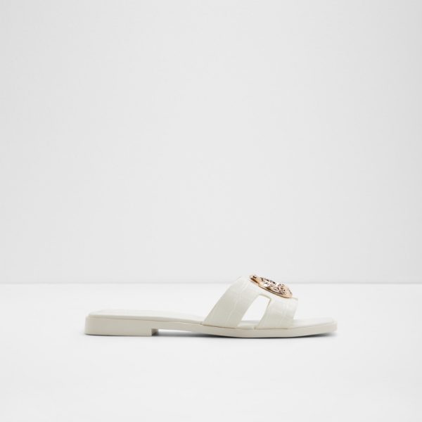 Main View Of White Khali Flat Sandals For Women