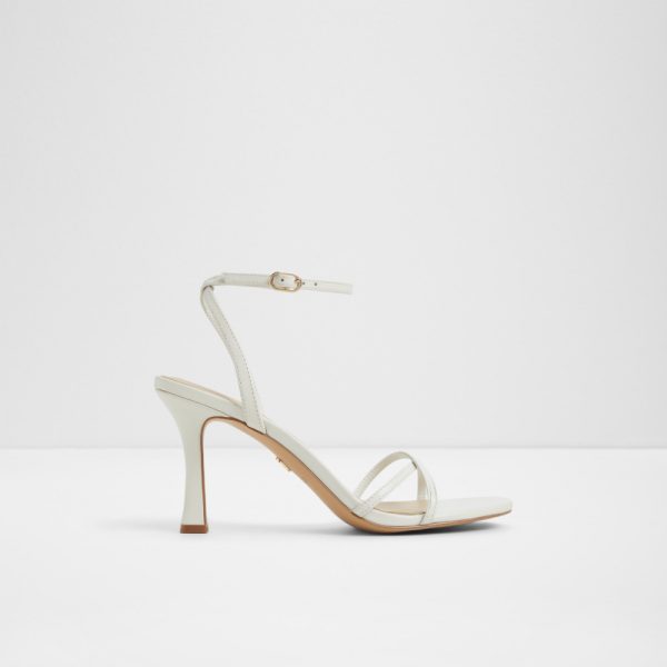 Main View Of White Marbela Strappy Heeled Sandal For Women