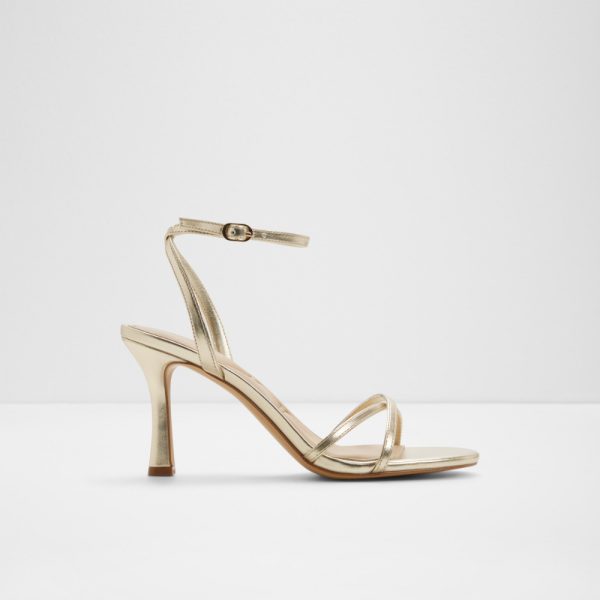 Main View Of Yellow Marbela Strappy Heeled Sandal For Women