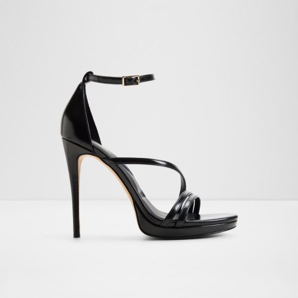 Main View Of Black Odella Heeled Sandals For Women
