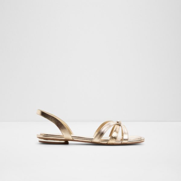 Main View Of Gold Peronii Flat Sandals For Women
