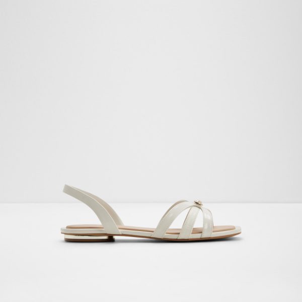 Main View Of White Peronii Flat Sandals For Women